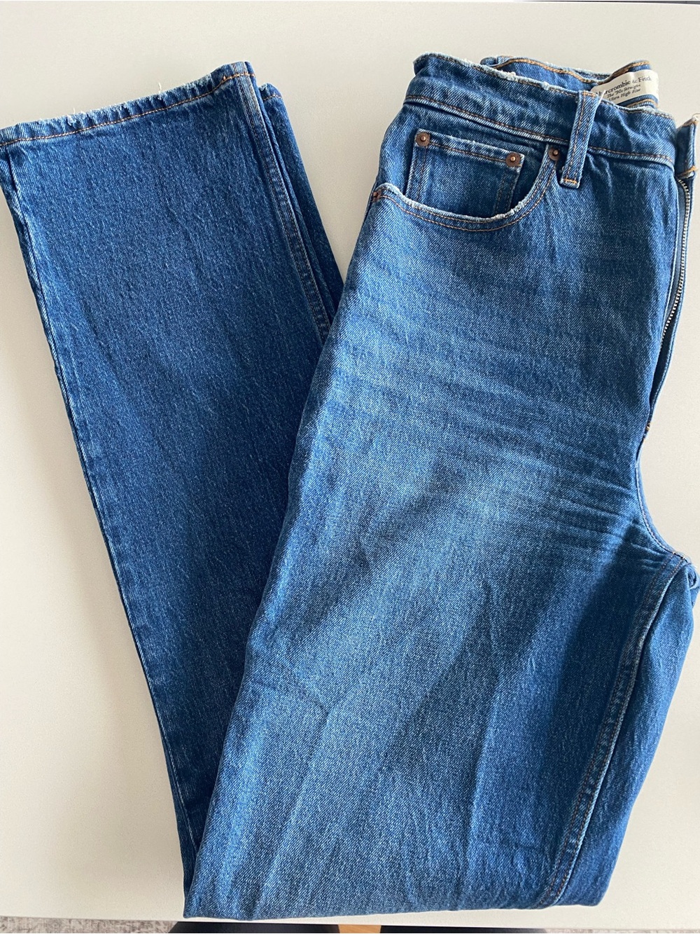 Abercrombie & Fitch Blue High-Rise '90s Straight Jeans Tall